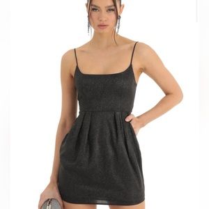 Sparkly Black Dress short open back